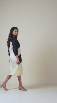 Monochrome Allure Midi Dress