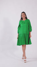 Green Notch Structured Dress