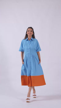 Contrast Play Midi Dress