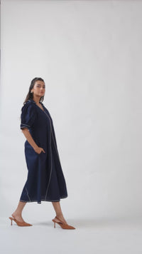 Navy Poise Midi Dress