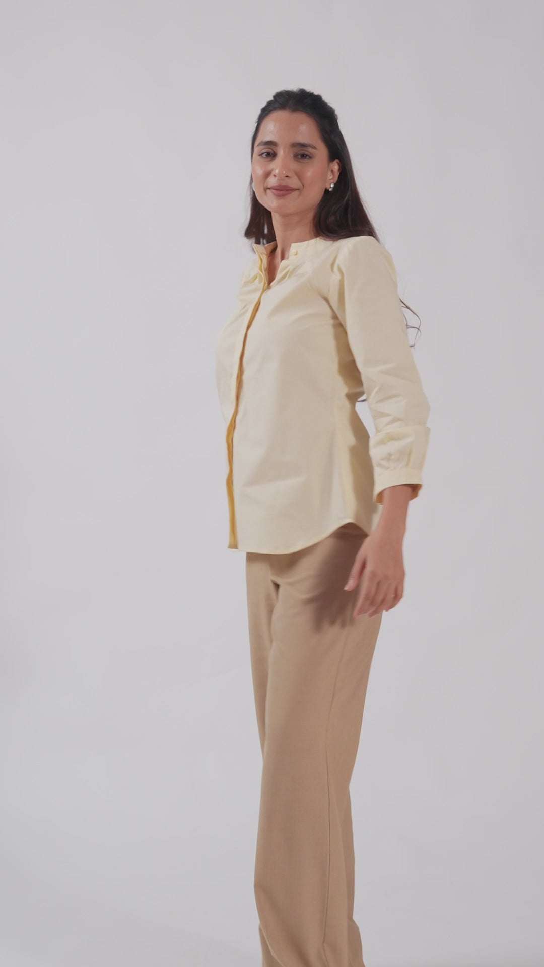 Cream Pleat Collar Shirt