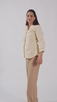 Cream Pleat Collar Shirt