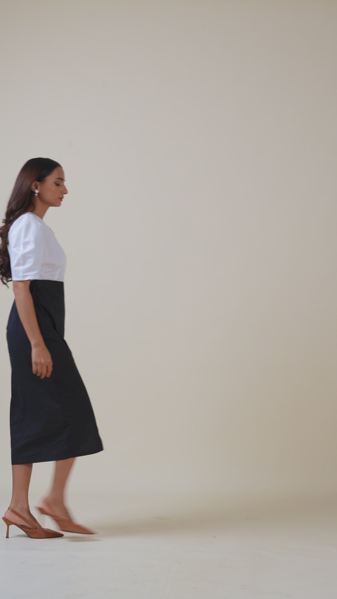 Monochrome Glow Midi Dress